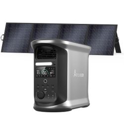 AMPACE Andes 1500 Power Station 2400W(Surge 3600W) Solar Generator with 200W Solar Panel, 1462Wh Solar Power Station, 1800W A-Boost Fast Charging, APP