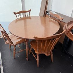 Solid Wood Dining Table And Six Chairs
