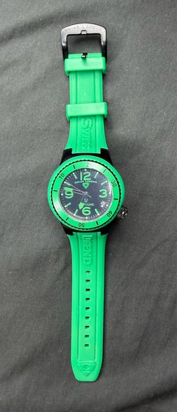 Swiss Legend Neptune Green Quartz Watch Silicone Strap 10 ATM Tested