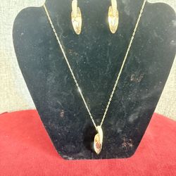 Pre Owned Rare Vintage 3pc Swarovski Yellow Crystal Necklace and Earrings