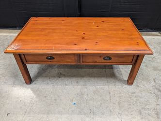 Used Hardwood Coffee Table with Two Storage Drawers
