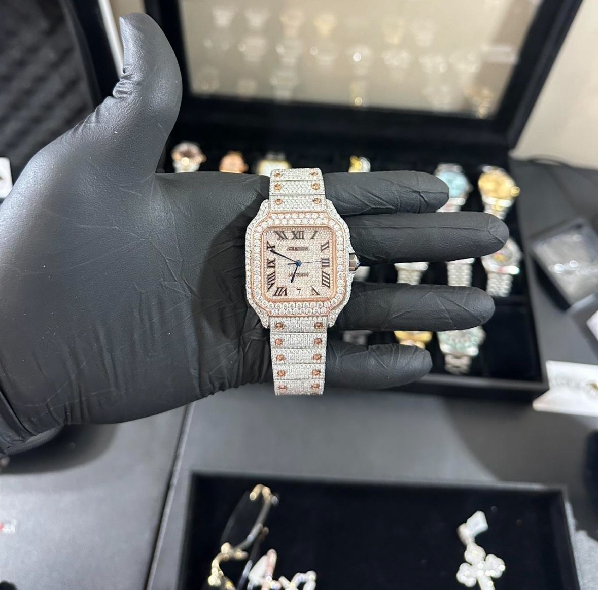 Iced Out Cartier Arabic Dial