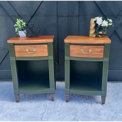 Gorgeous Green MCM Nightstands / Side Tables