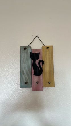 Wood 🪵 Kitty 🐈‍⬛ keyboard holder hand painted and made Rare antique