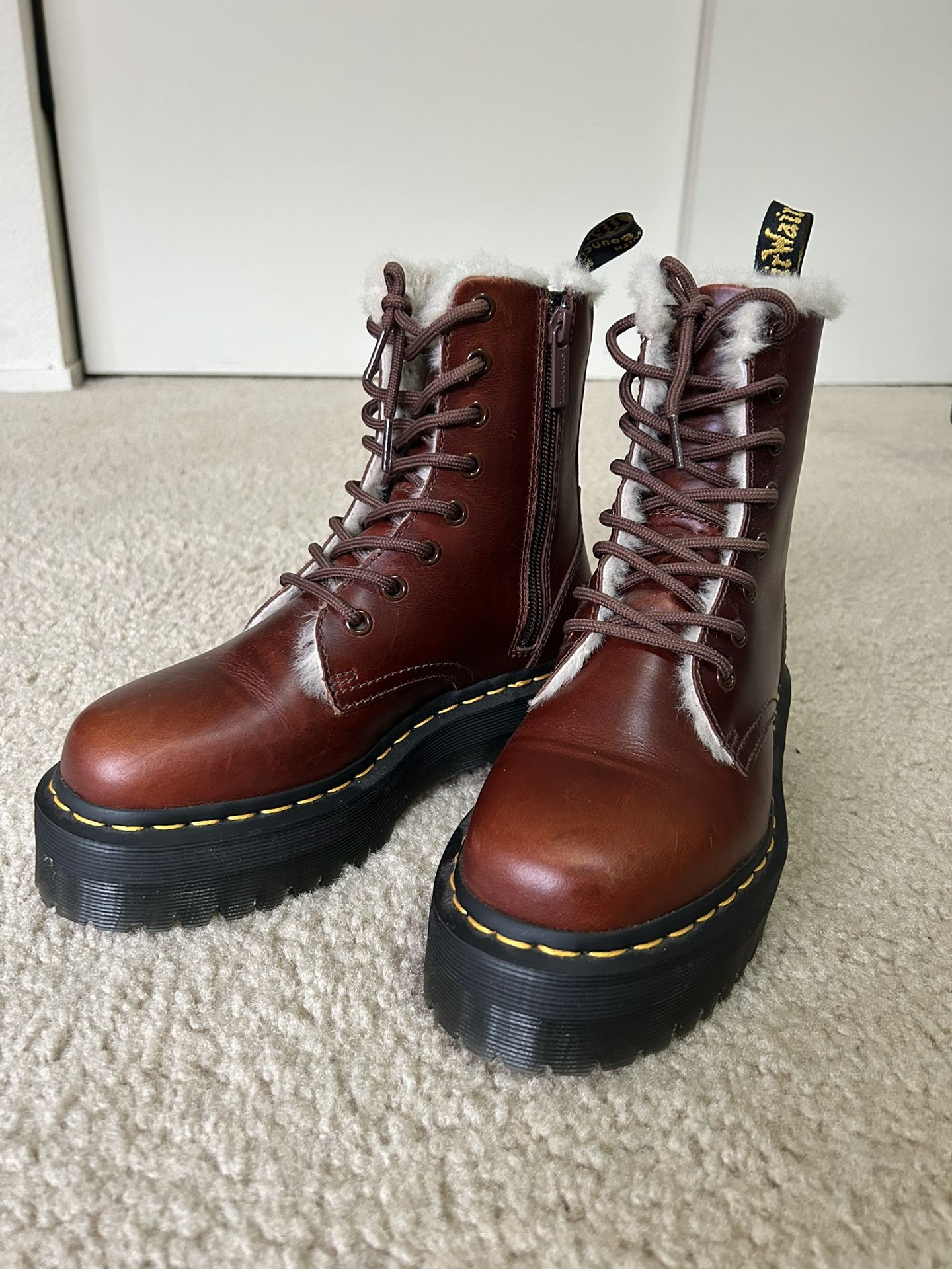 Dr. Marten’s Fur-Lined Leather Platform Boots