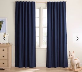 Pottery Barn Kids Navy 100% Cotton Blackout Curtains (3panels) 44x108