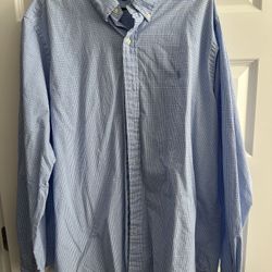 Men’s Polo Ralph Lauren Light Blue And White Plaid Long Sleeve Shirt XXL