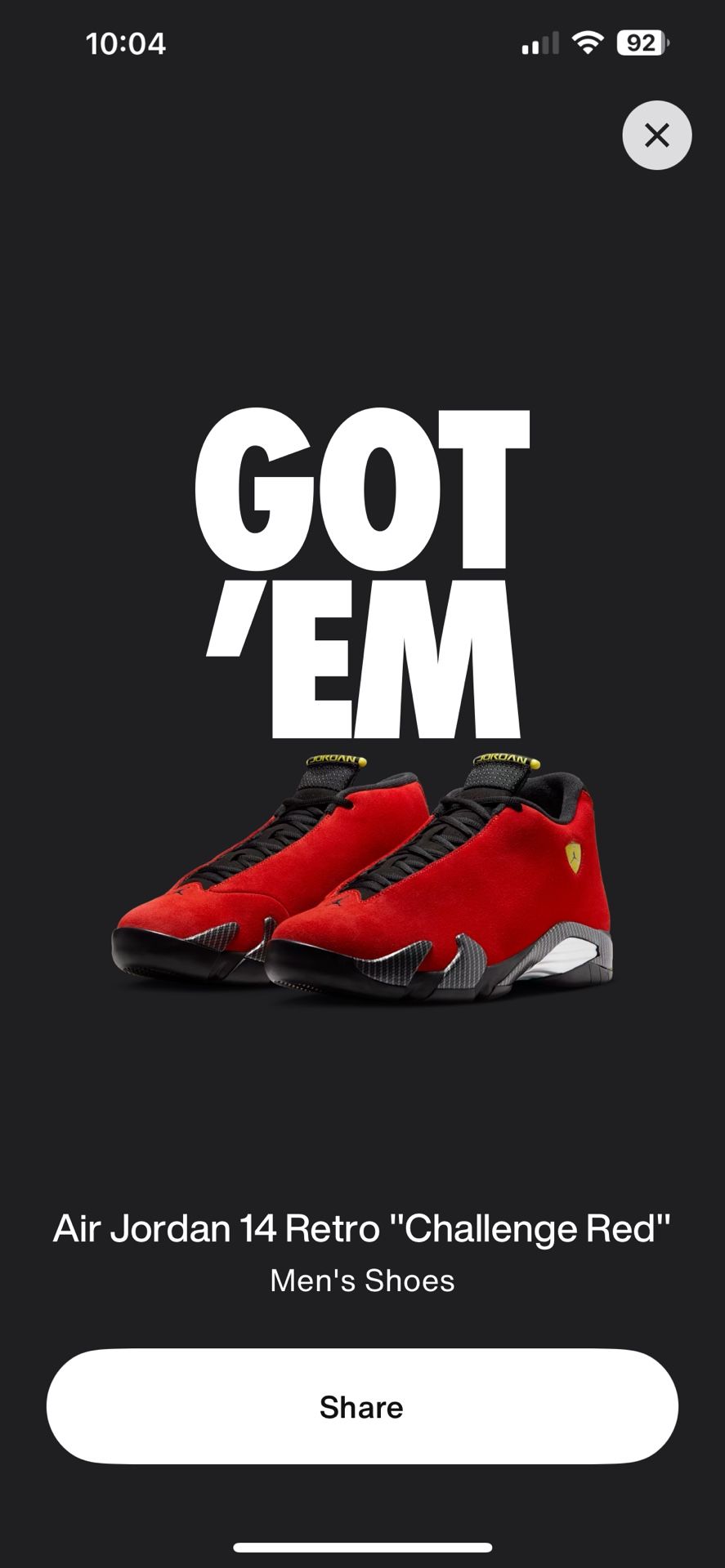 Nike Jordan 14 Ferrari Red Size 12 Mens/ 13.5 Women’s DEADSTOCK