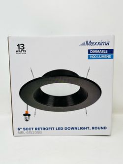 5 in. and 6 in. 5 CCT Retrofit Recessed LED Downlight, Black Trim, 1100 Lumens