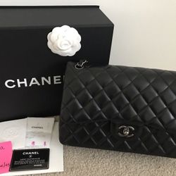 Chanel jumbo double flat bag lambskin with ruthenium hardware