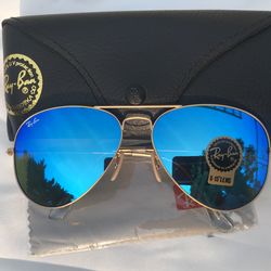 Blue mirror lenses aviator 3025 Rayban sunglasses