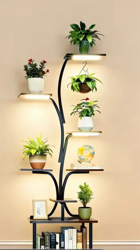 Plant Stand, Outdoor Plant Stand, Indoor Plant Stand with Grow Lights, 62-inch Corner Tall Plant Stand, 8-tier Metal Plant Flower Stand for Multiple I