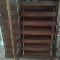 Wooden Glass Chest Dresser