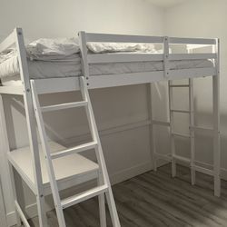 Twin Loft Bed With Desk Like New, White $200