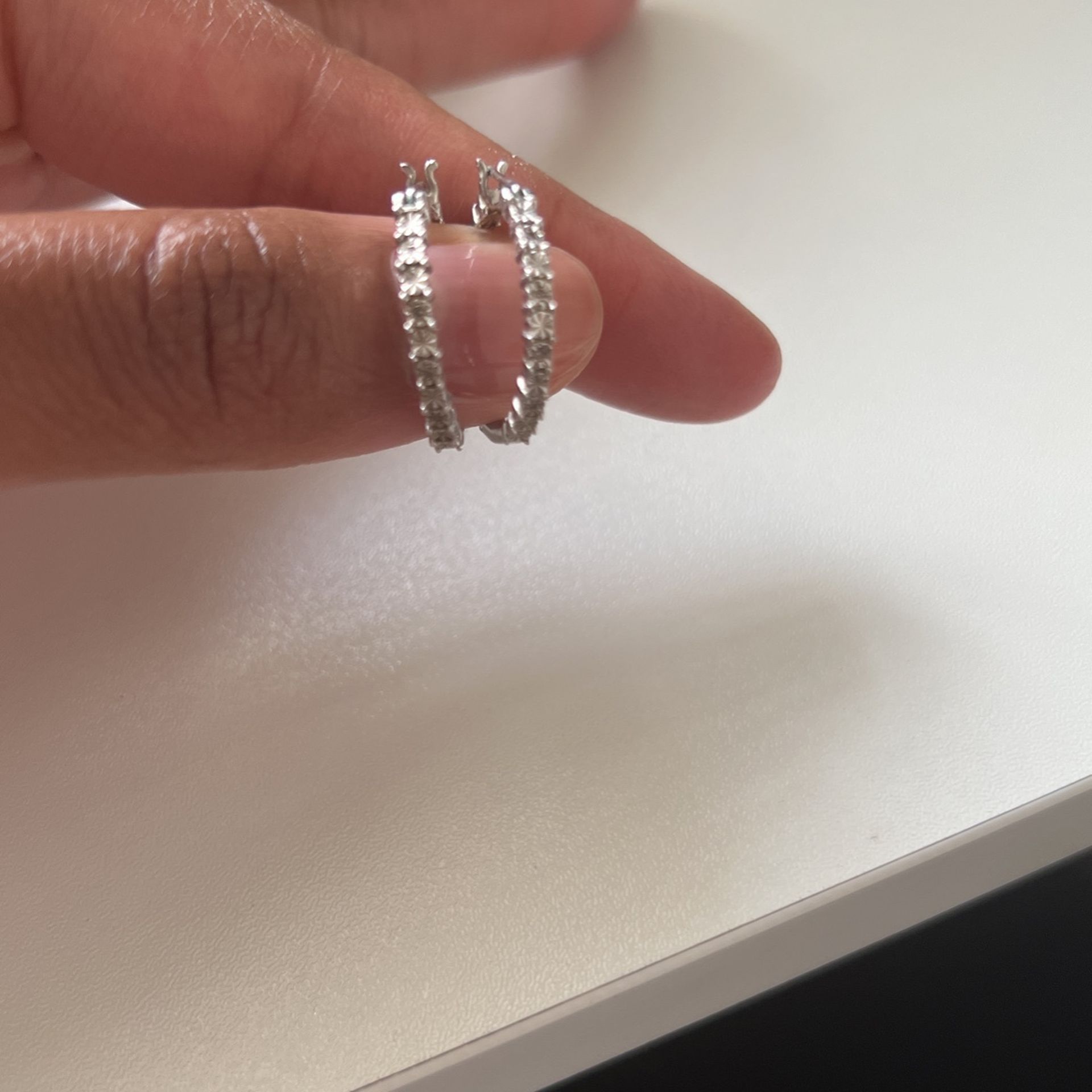 Sterling Silver Diamond Hoop Earrings