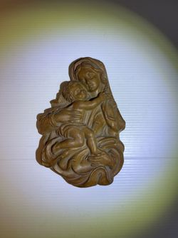 Oberammergau Holzschnitzerei Madonna Holy Mary Baby Jesus Germany w/Certificate