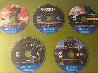 PS4 Game Lot Bundle – Skyrim, God of War, Witcher 3, Far Cry 4, Just Cause 3