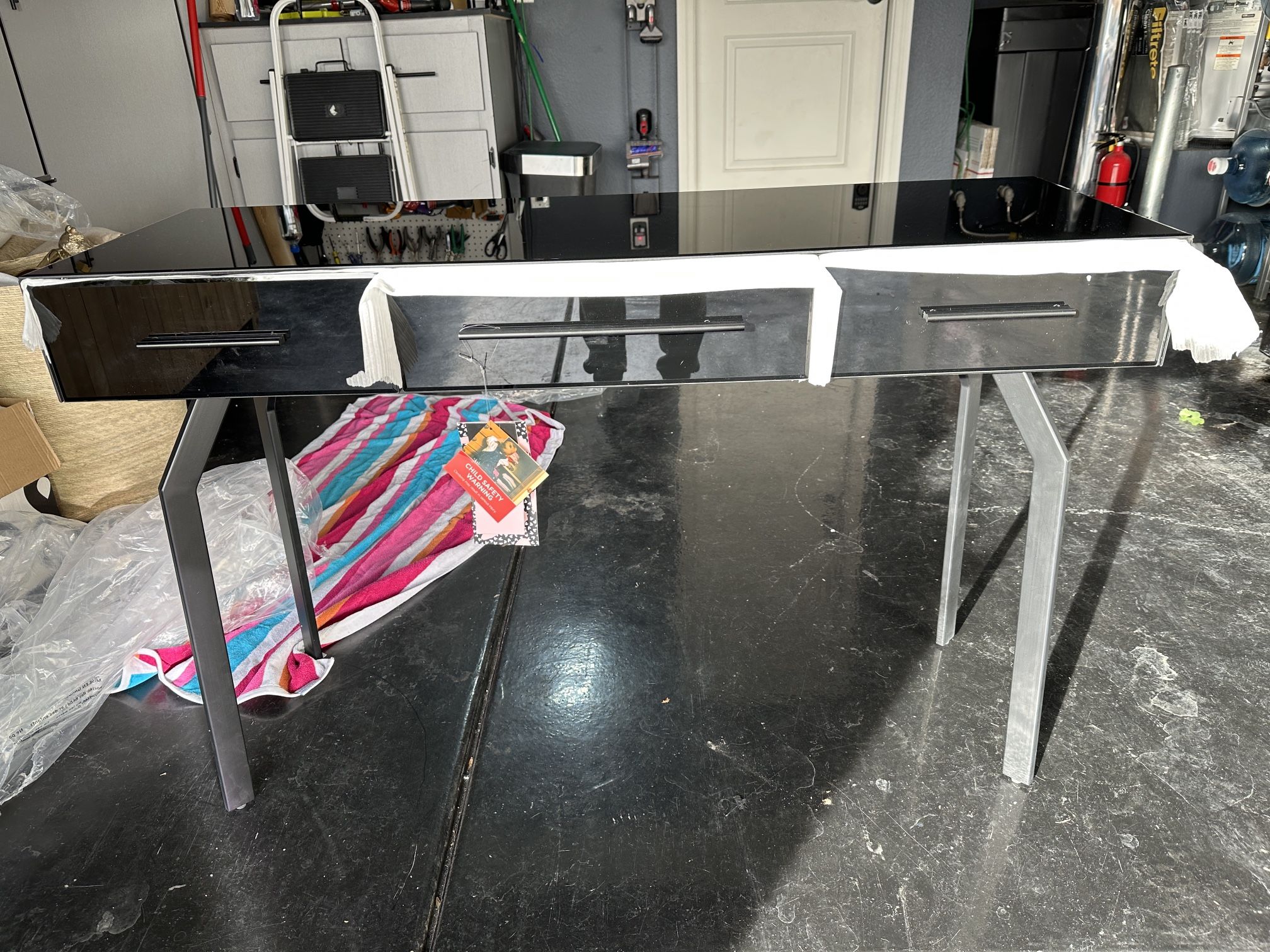 TOV Santana Glass Desk Console Table -  