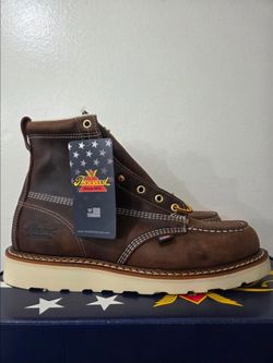 Thorogood 6 Inch USA Made Crazy Horse Brown Soft Toe Work Wedge 9.5EE