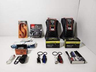 Bike Tires, Inner Tubes, Pedal Set, 6 Pack Hooks, Bell, Front Tail Lights