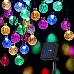 Globe Solar String Lights 50 LED 23 Ft Waterproof Outdoor Indoor Crystal Balls Fairy Lights with 8 Modes for Home Garden Patio Yard Wedding Christmas 