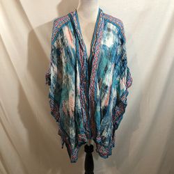 Tolani Collection “Raelyn” Blue & Pink Open Front - Women’s 2X, NWT, Length 30.5