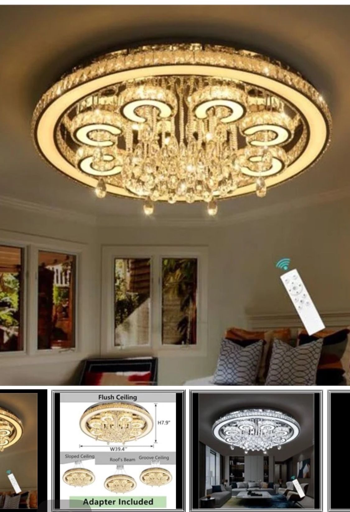 STUNNING CHROME CRYSTAL CHANDELIER EXTRA LARGE AT 40” CiIRCLE 