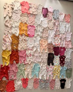 85+ Pc Baby Girl Newborn 0-3 Month Clothing Lot Carter’s Sleepers Bodysuits!