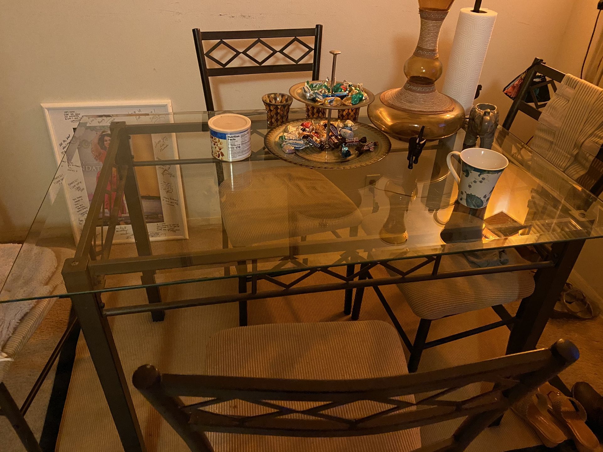 Glass Table With 4 Chairs