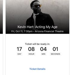 Kevin Hart Acting My Age Tour Two Tickets And Parking Pass