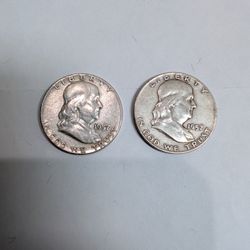 1957-P & D Franklin Half Dollars 90% Silver Pair