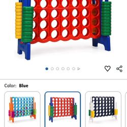 COSTWAY Jumbo 4-to-Score Giant Game Set, 4 in A Row for Kids and Adults, 3.5FT Tall Indoor & Outdoor Game Set with 42 Jumbo Rings & Quick-Release Slid