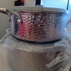 Pair NEW Commercial Weight Hammered Pots 