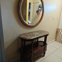 Entry Way Table And Round Mirror