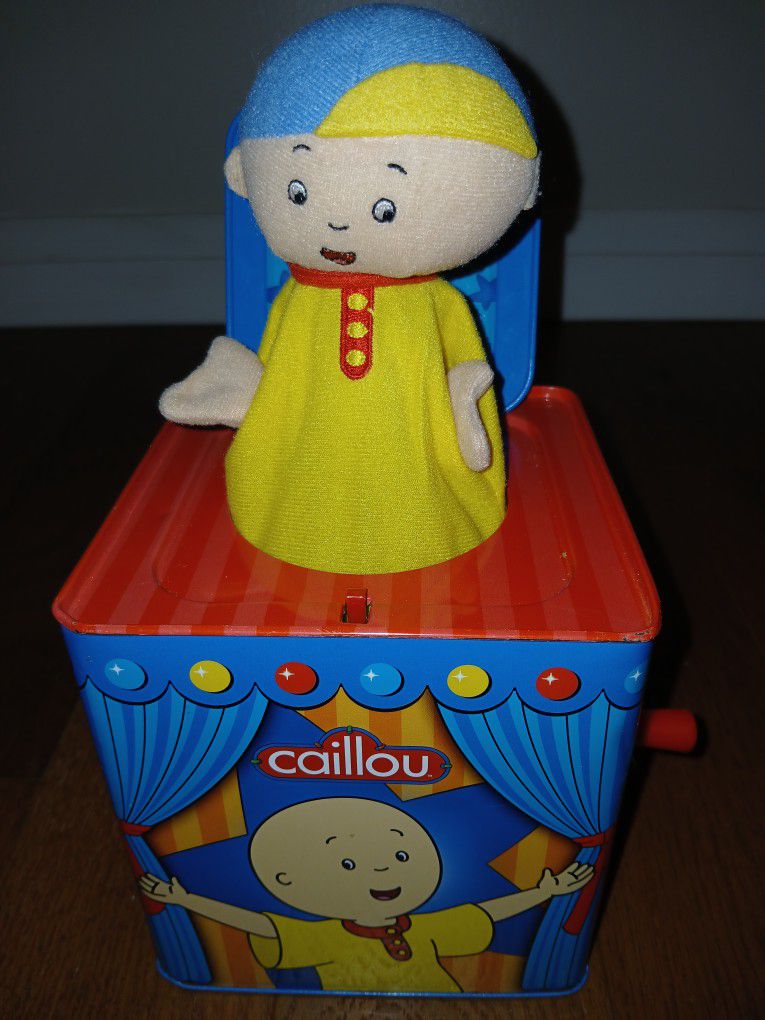 CAILLOU 2012 Hand Crank Metal JACK IN THE BOX Music Box Musical Toy PBS 