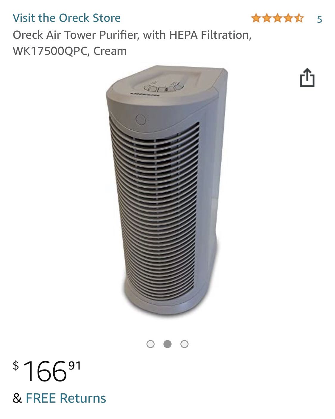 Oreck Air Purifier  With Hepa Filter
