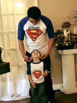 Super dad and sidekick shirt (matching set) super man logo shirts