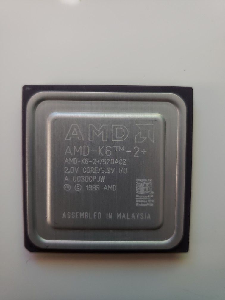 AMD K6 2+ CPU Modded To K6 III+ 550mhz / 570mhz / 600mhz (256kb Cache)
