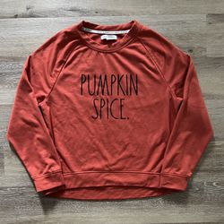 Rae Dunn Orange Pumpkin Spice Fleece Lined Sweatshirt Women's Size M  