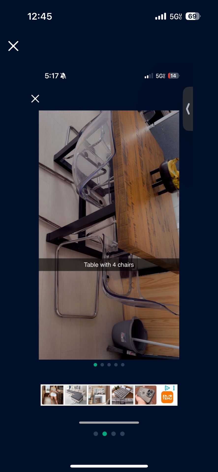 Rustic Wood Table With Four Chairs