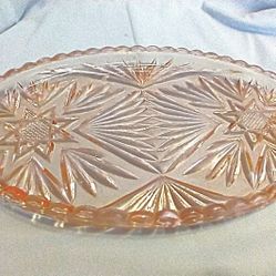 "Oval Glass Dish ""Star"" by Fidail Ibragimov Soviet Glass Plate 1950s Glass Serving Plate Tableware Decorative Farmhouse Decor, caramel"" or ""rosali