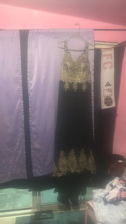 Black and Gold Beaded Formal Gown