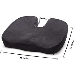 JUWENIN, Memory Foam Seat Cushion for for Home Office Desk Chairs, Auto Seats, Sports Stadium Seats (Black)