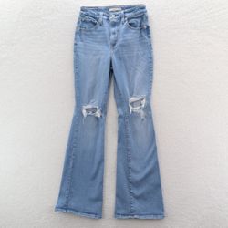 Levi's Jeans Women's 28 Blue 726 Flare Light Wash Distressed Bohemian Stretch