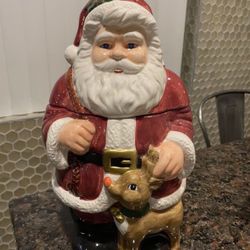 CHRISTMAS SANTA COOKIE JAR WITH BOX SANTA CLAUS COOKIE JAR OBO