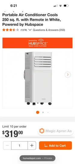 6,000 (DOE) BTU 115-Volt Portable Air Conditioner Cools 250 sq. ft. with Remote in White