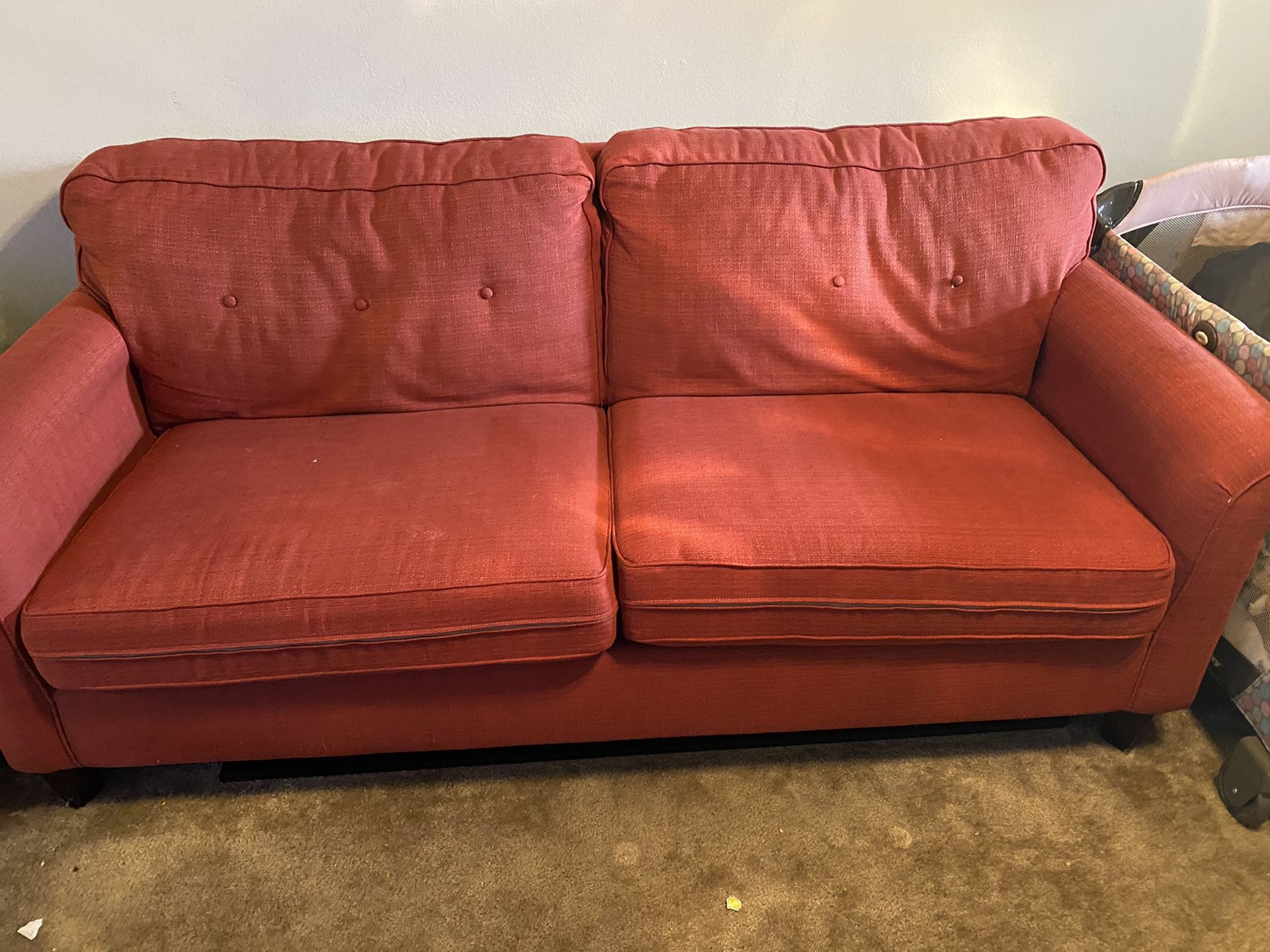 Red Linen Sofa