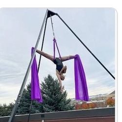 Yoga Sling Inversion, 68lbs Inversion Yoga Swing Stand, 551lbs/250kg Aerial Yoga Frame with 236in/6m Yoga Swing Inversion Sling Body Bundle Safety Bel