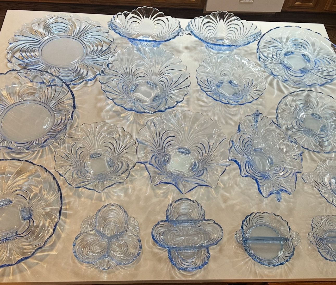 HUGE LOT! Massive Stunning Collection of Cambridge Caprice "Moonlight Blue" Depression Glass