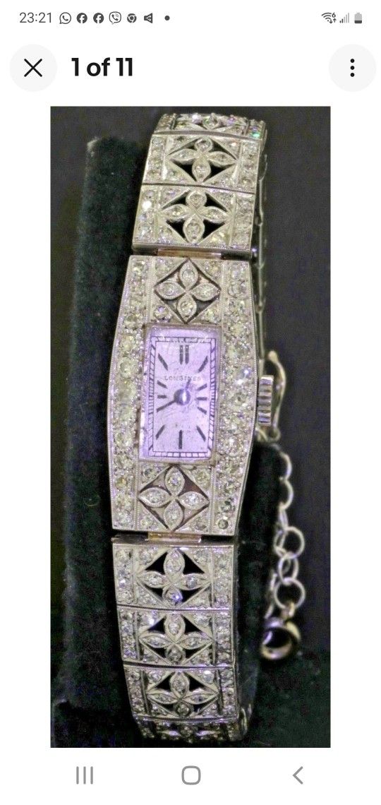 Longines antique heavy Platinum 3.0CT VS/G diamond mechanical ladies watch